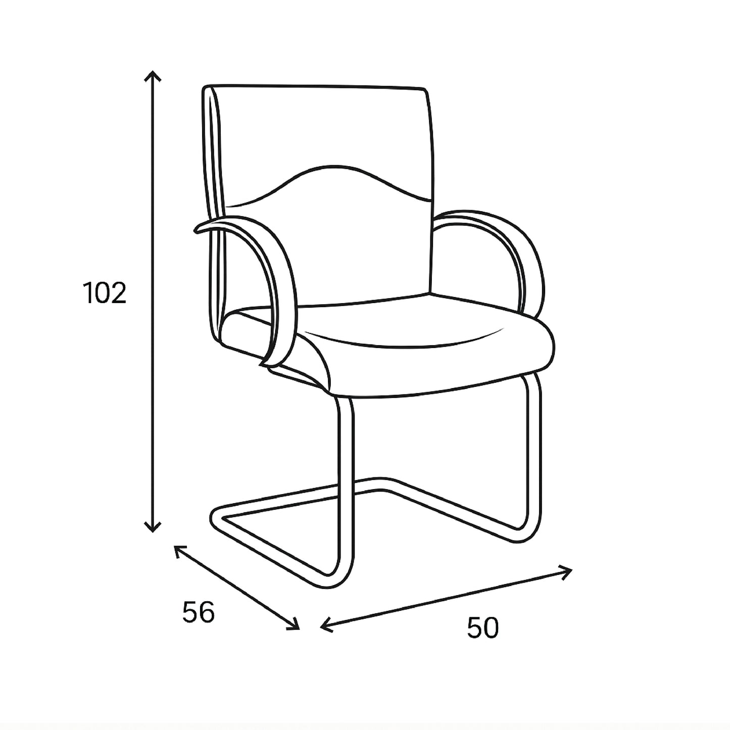 Visitor Office Chair 102*50*56 cm - Black - Model GL-307