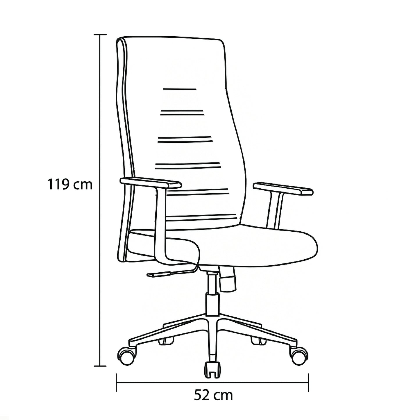 Executive High Back Office Chair 119*52*52 CM - BLACK - Model GL-310