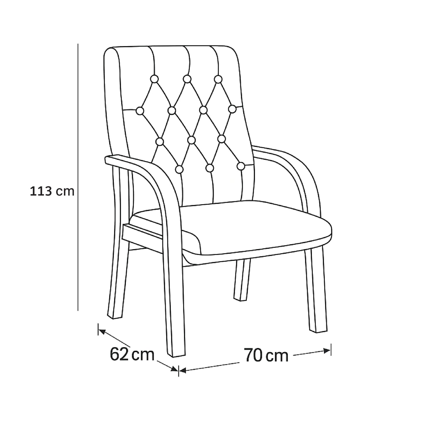 Executive Wooden Visitor Chair 113*70*62 CM - Black - Model GL-207
