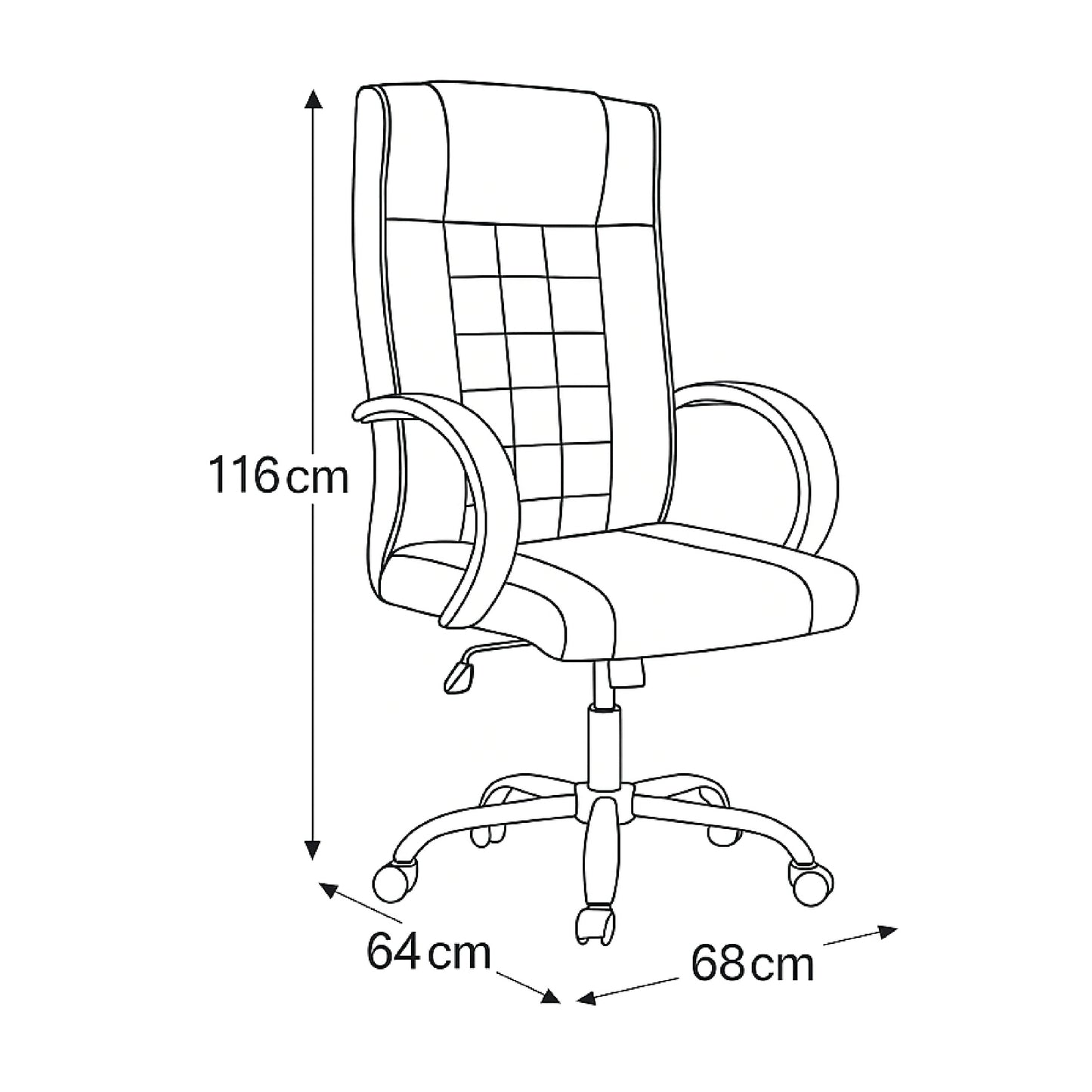 Executive High-Back Office Chair 116*64*65 CM - BLACK - Model GL-208