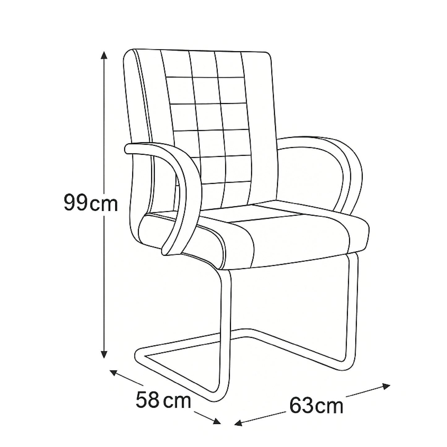 Fixed Office Chair 99*63*58 CM - Black - GL-208