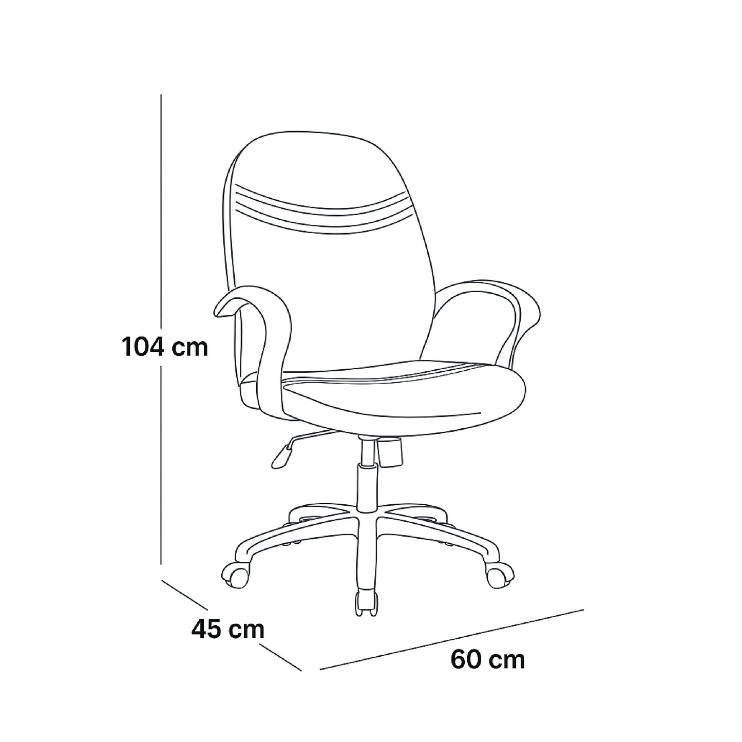 High Back Office Chair 104 x 60 x 45 cm - Black - Madrid