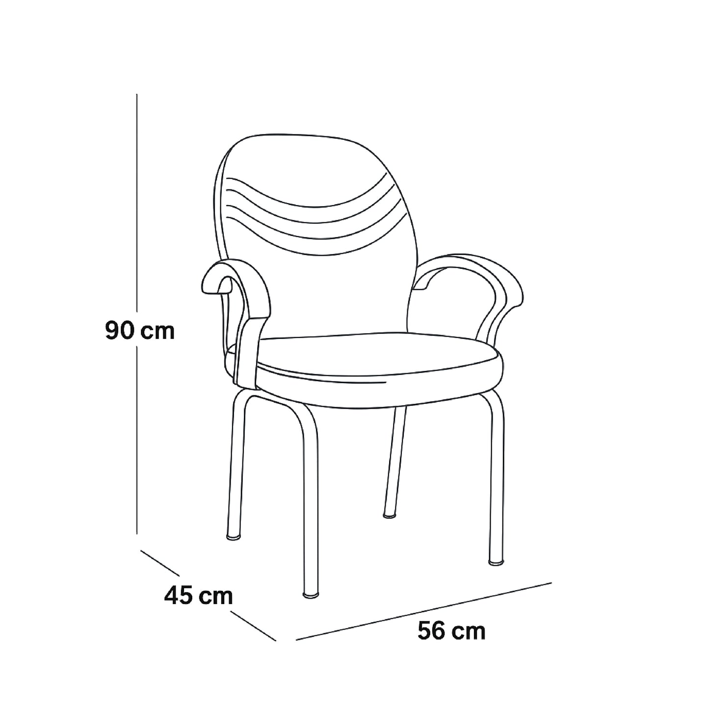 Visitor Chair 90*56*45 CM - BLACK - Tantura