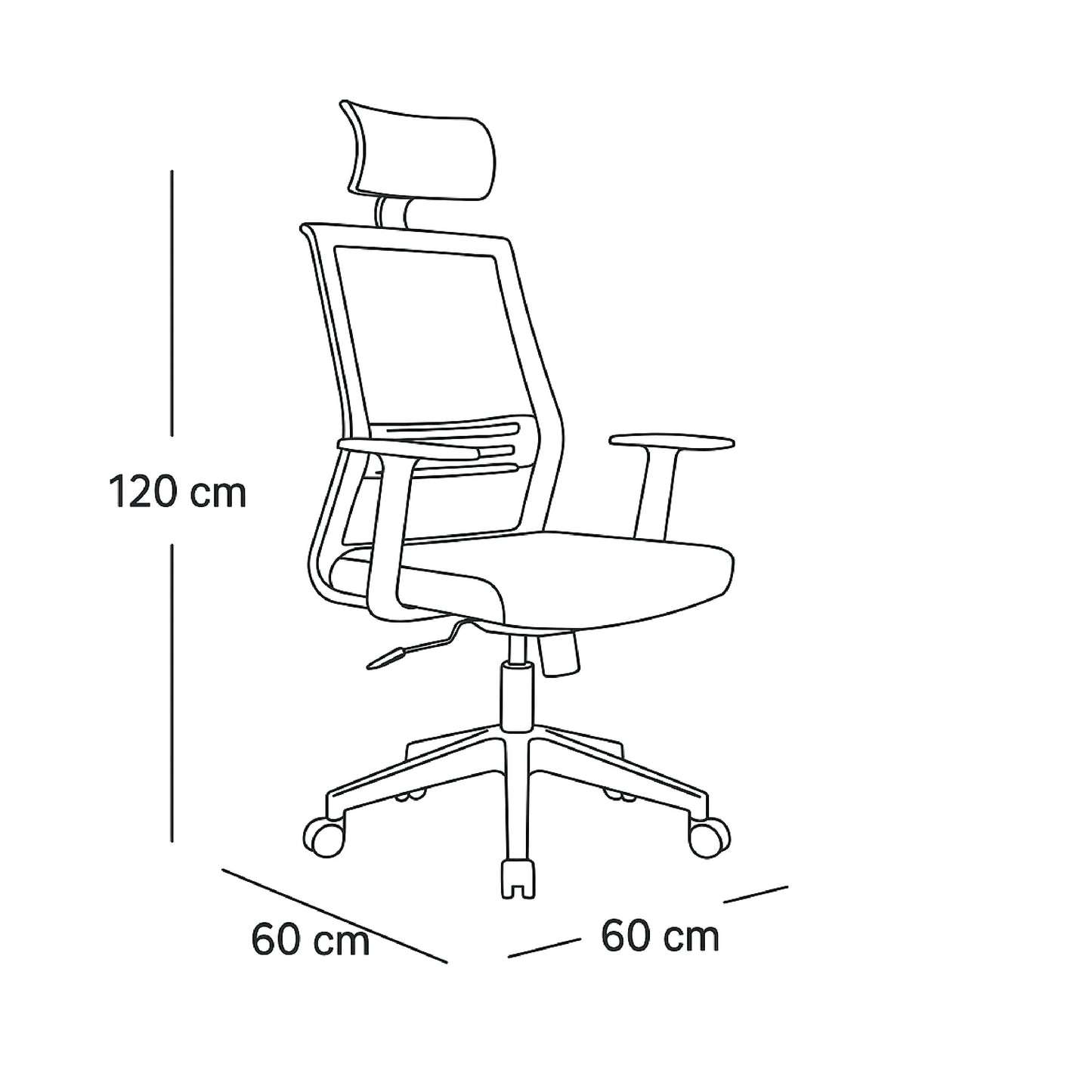 High-Back Office Chair 120 x 60 x 60 cm - Black - Spring