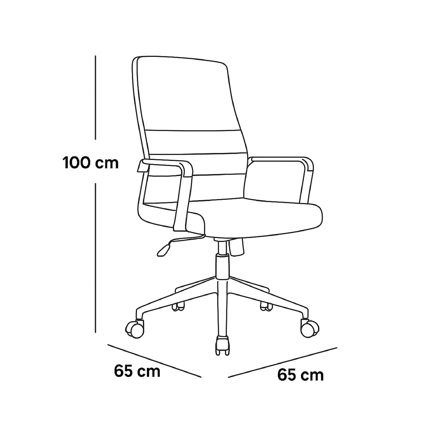 Mid-Back Office Chair 100*65*65 cm - Black - Baran HB ( Foam Made )