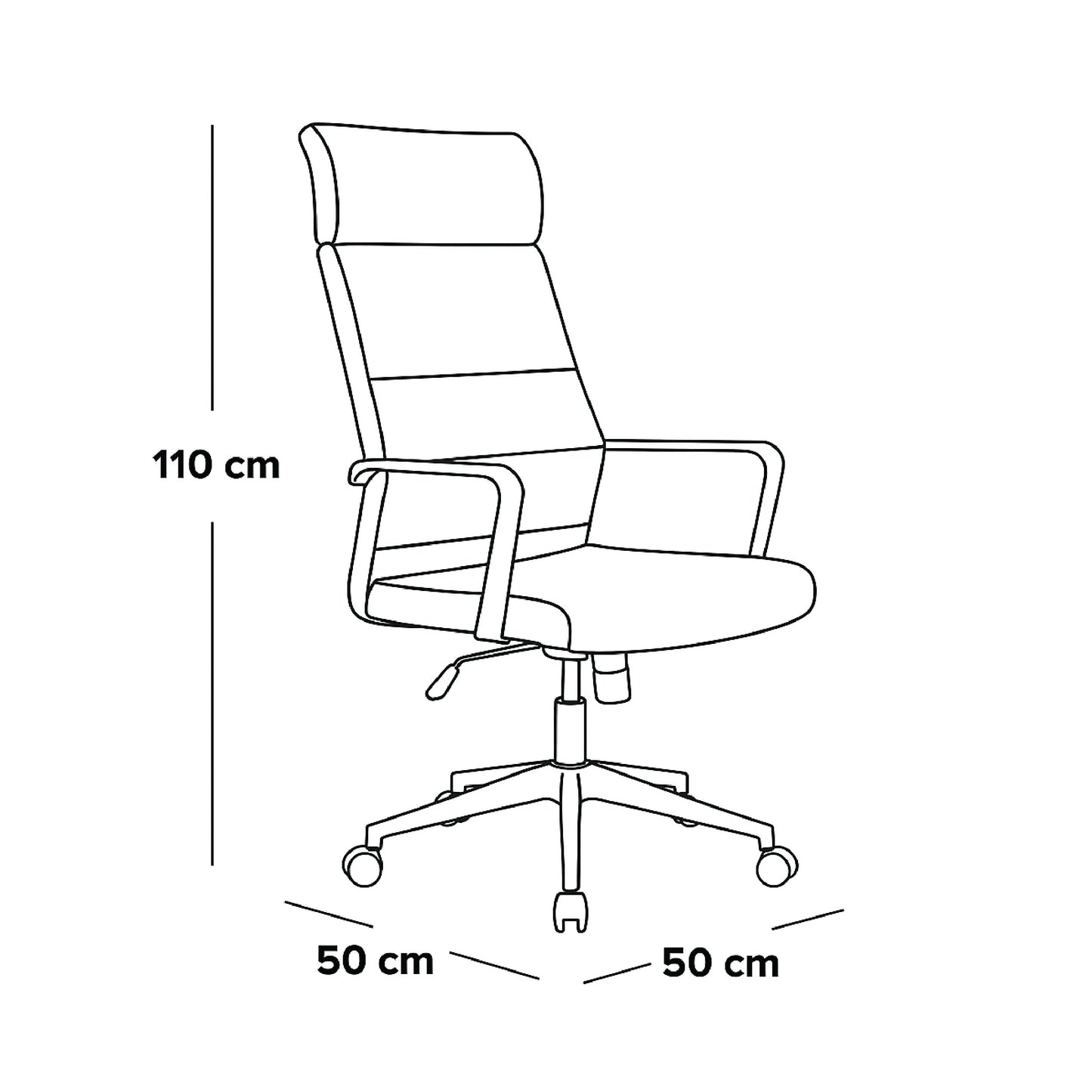 High-Back Executive Swivel Chair 110*50*50 CM - Black - Baran HB-HR