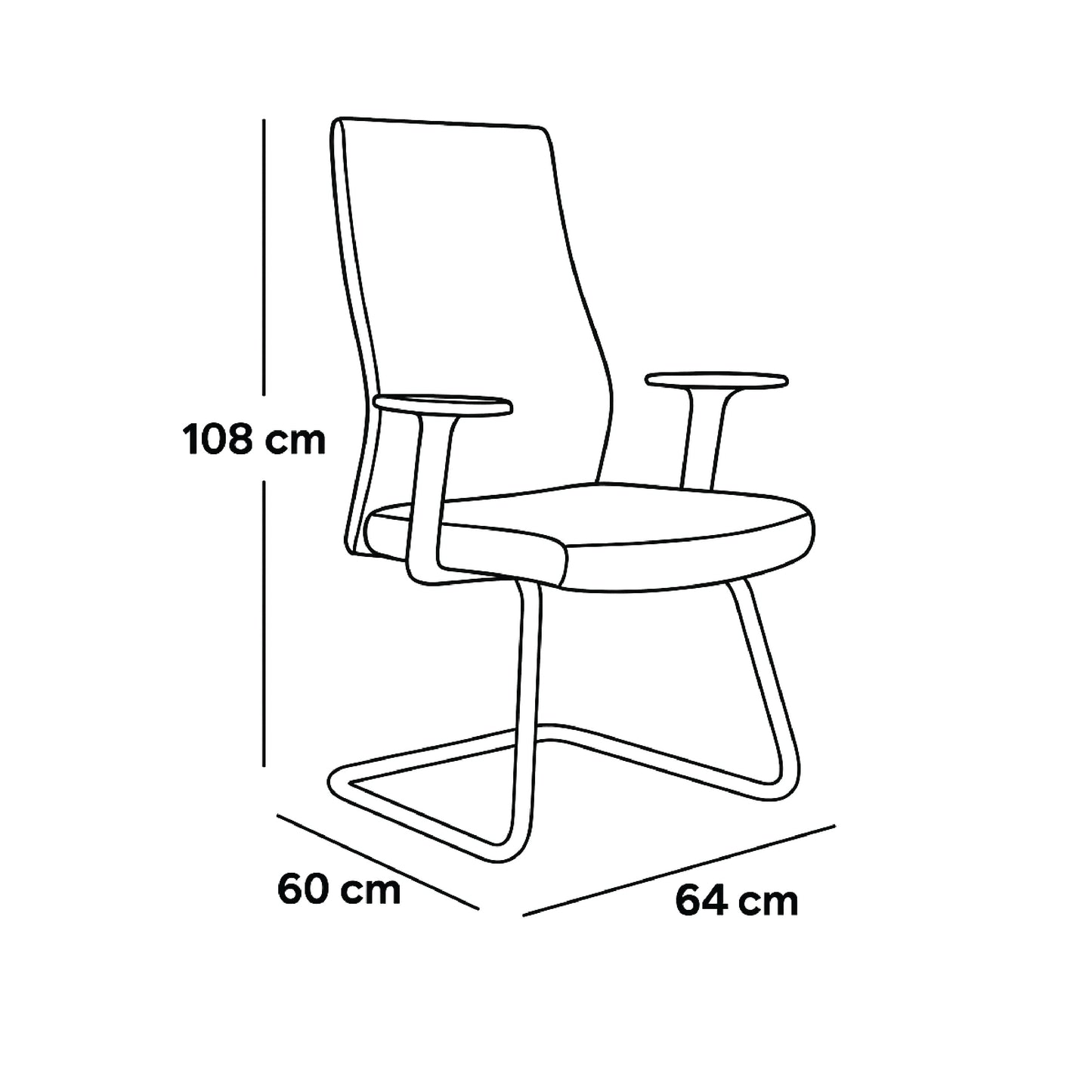 كرسي زائر 108×64×60 سم - أسود - موديل GL 324