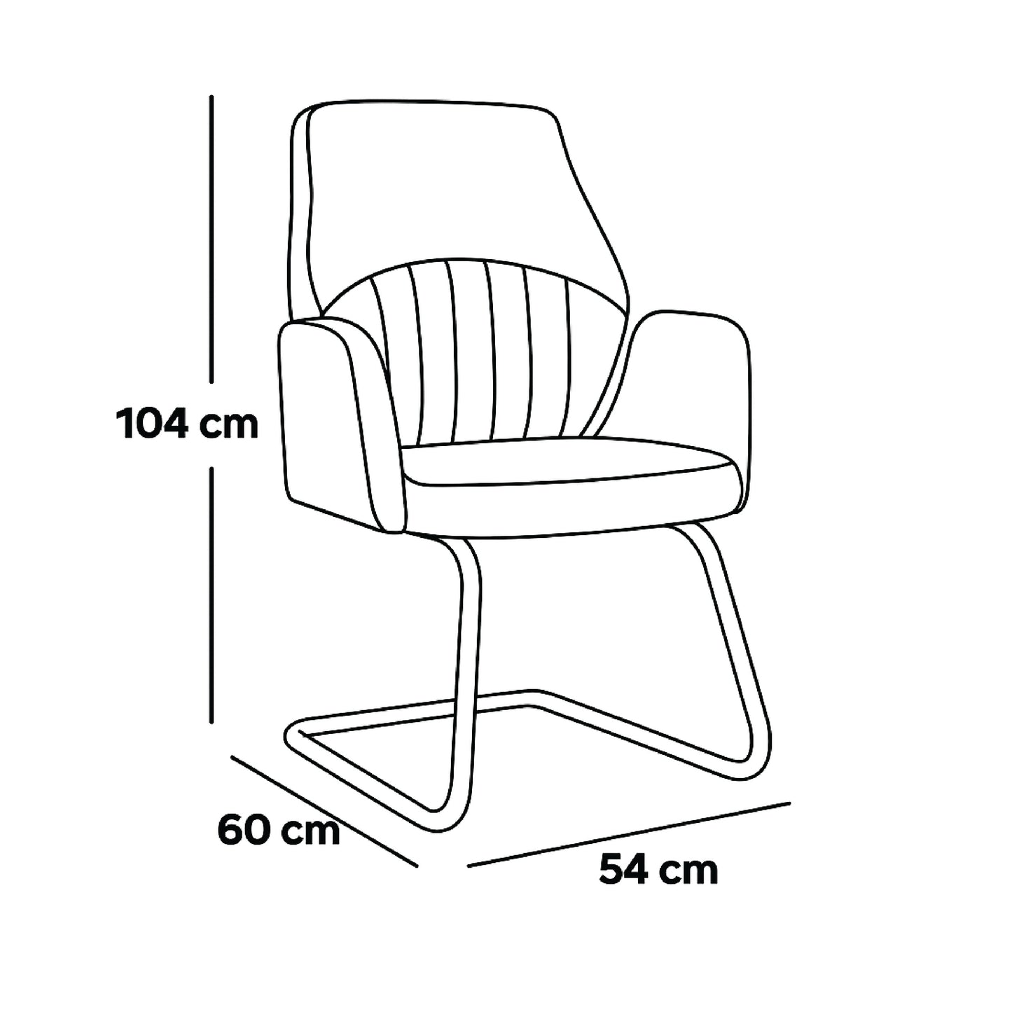 Fixed Visitor Chair 104*54*60 cm - Black - GL 320