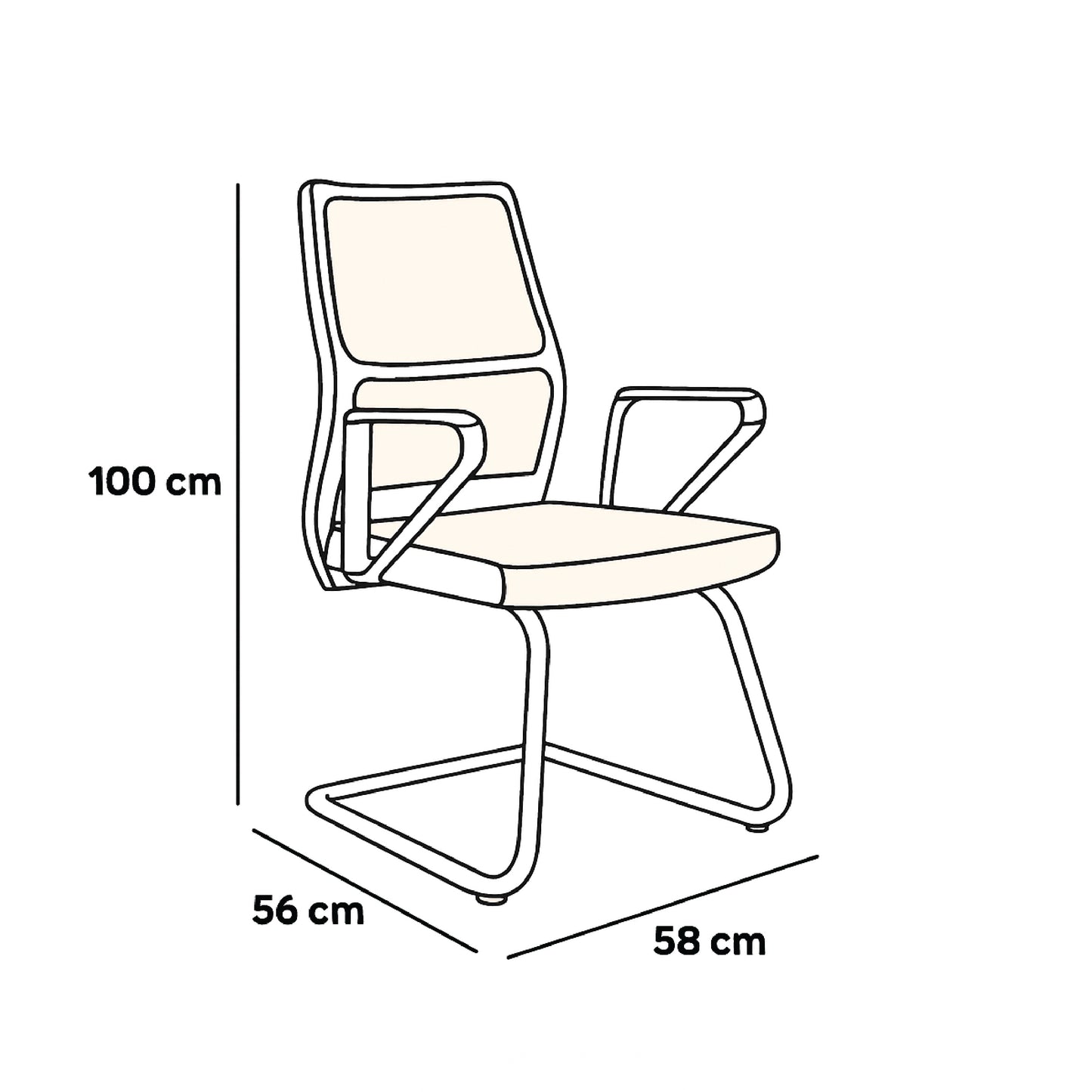 كرسي زائر مثبت قاعدة كانتليفر 100×58×56 سم - بيج - موديل GL 321