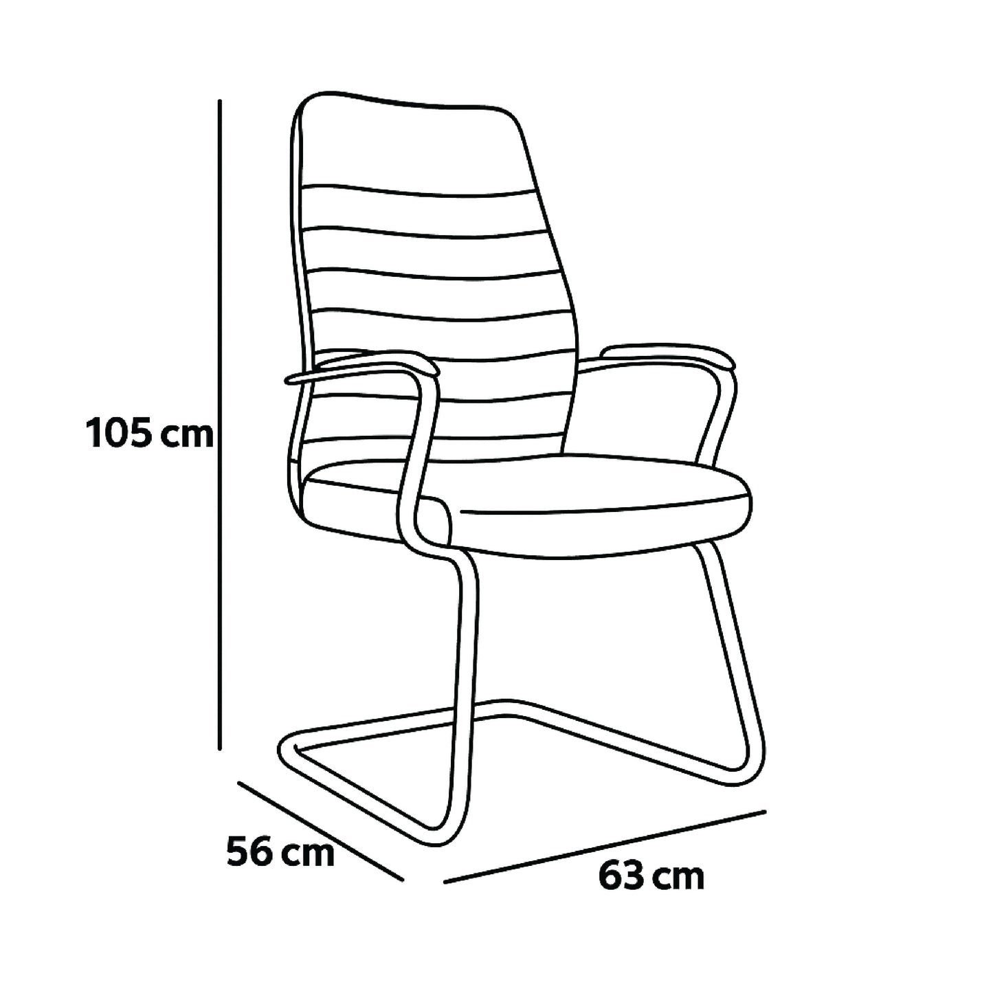 كرسي زائر تنفيذي 105×63×56 سم - أسود - موديل GL 316