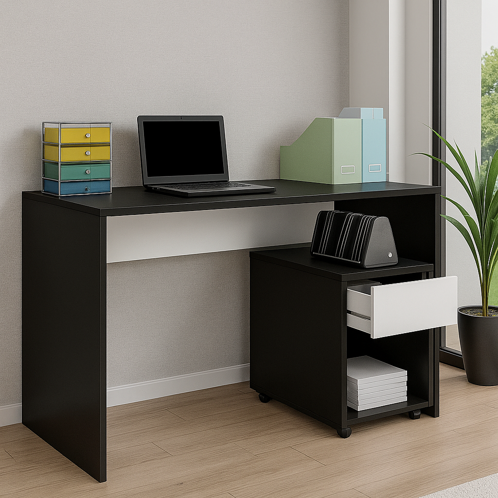 Desk 120 x60 x74cm -wooden & white - AZ1099