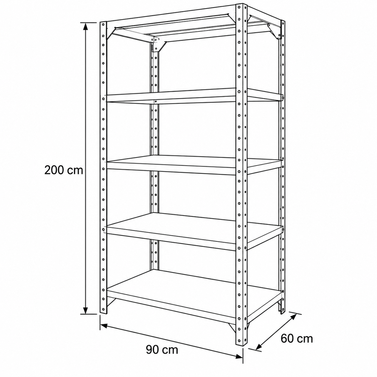 Storage Shelves – 90 × 60 × 200 cm – AZ50124