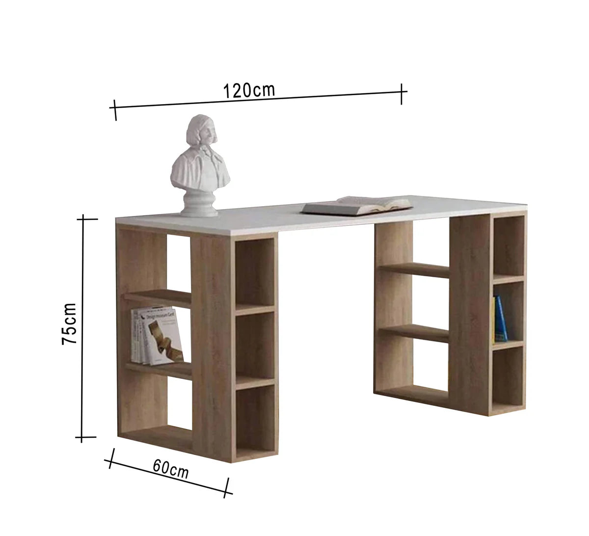 Desk 120 x 50 x 75 cm - Beige and White - AZ1074