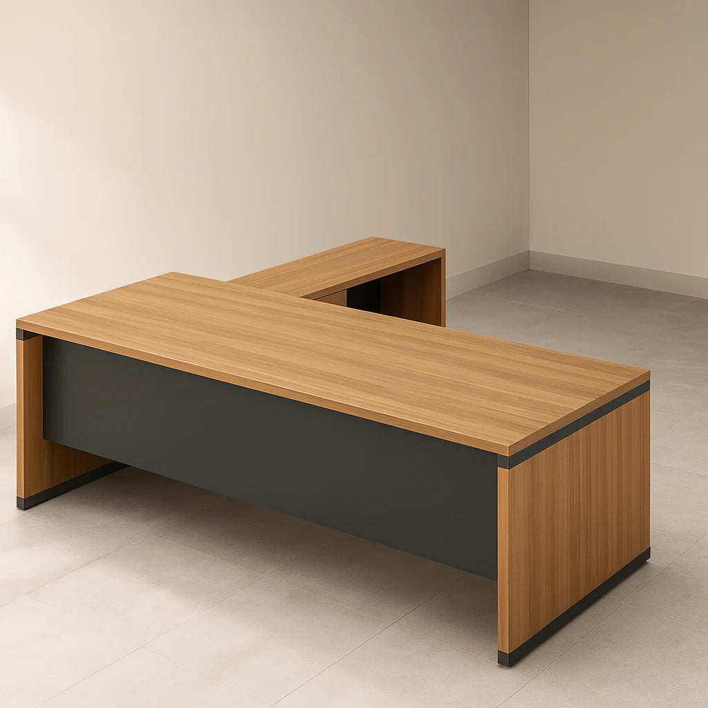 مكتب مدير 75×160×80 سم - خشبي وأسود - AZ12040