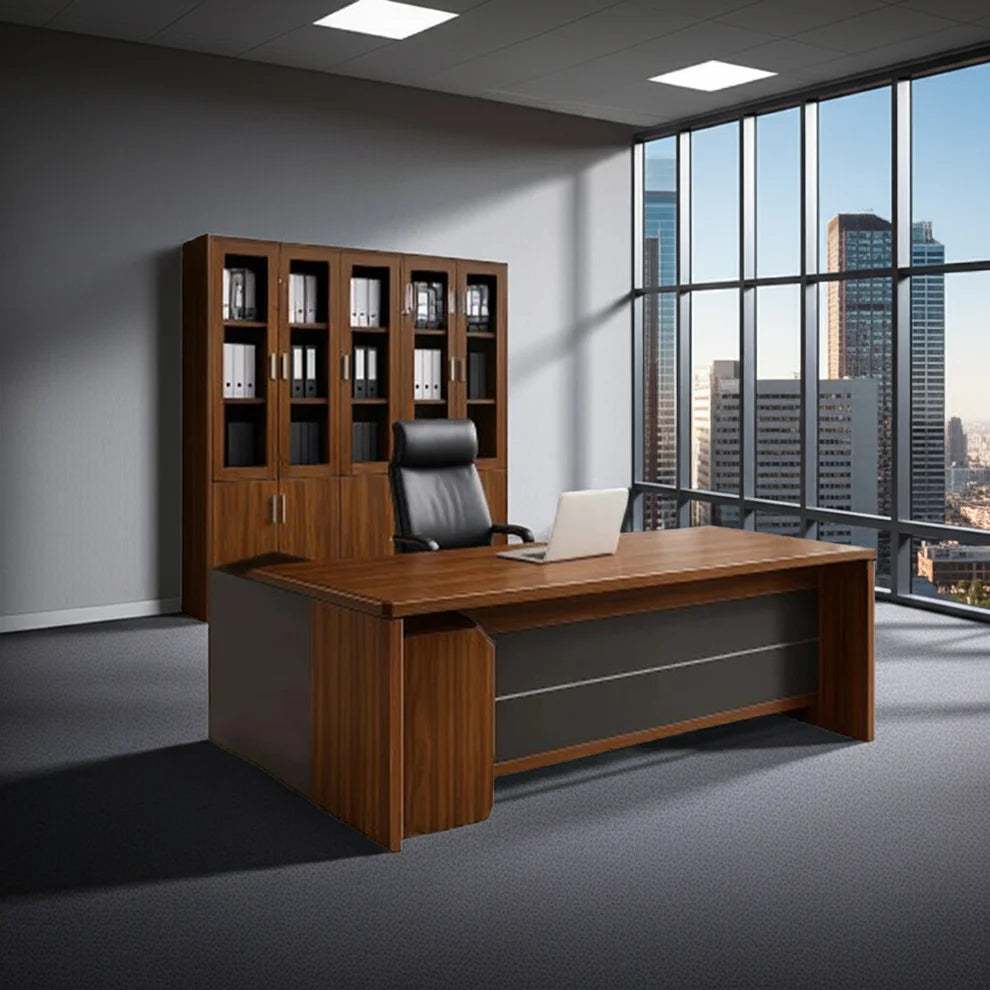 Manager's Desk 75*160*80 CM - Wooden and Black - AZ12071