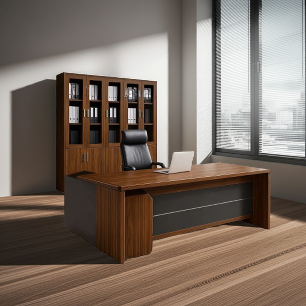 Manager's Desk 75*180*80 CM - Wooden and Black - AZ12072