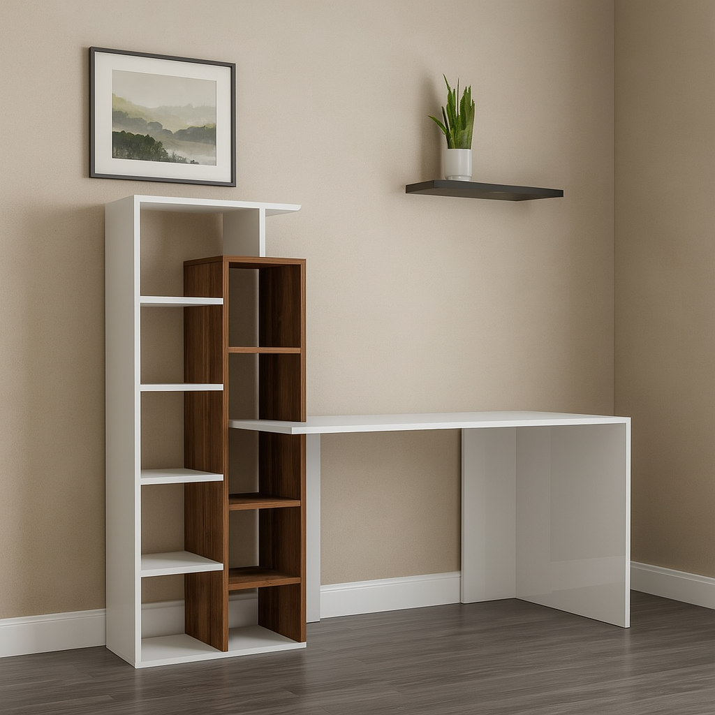 Desk 140 x 50 x 130 cm - White and Brown - AZ1010