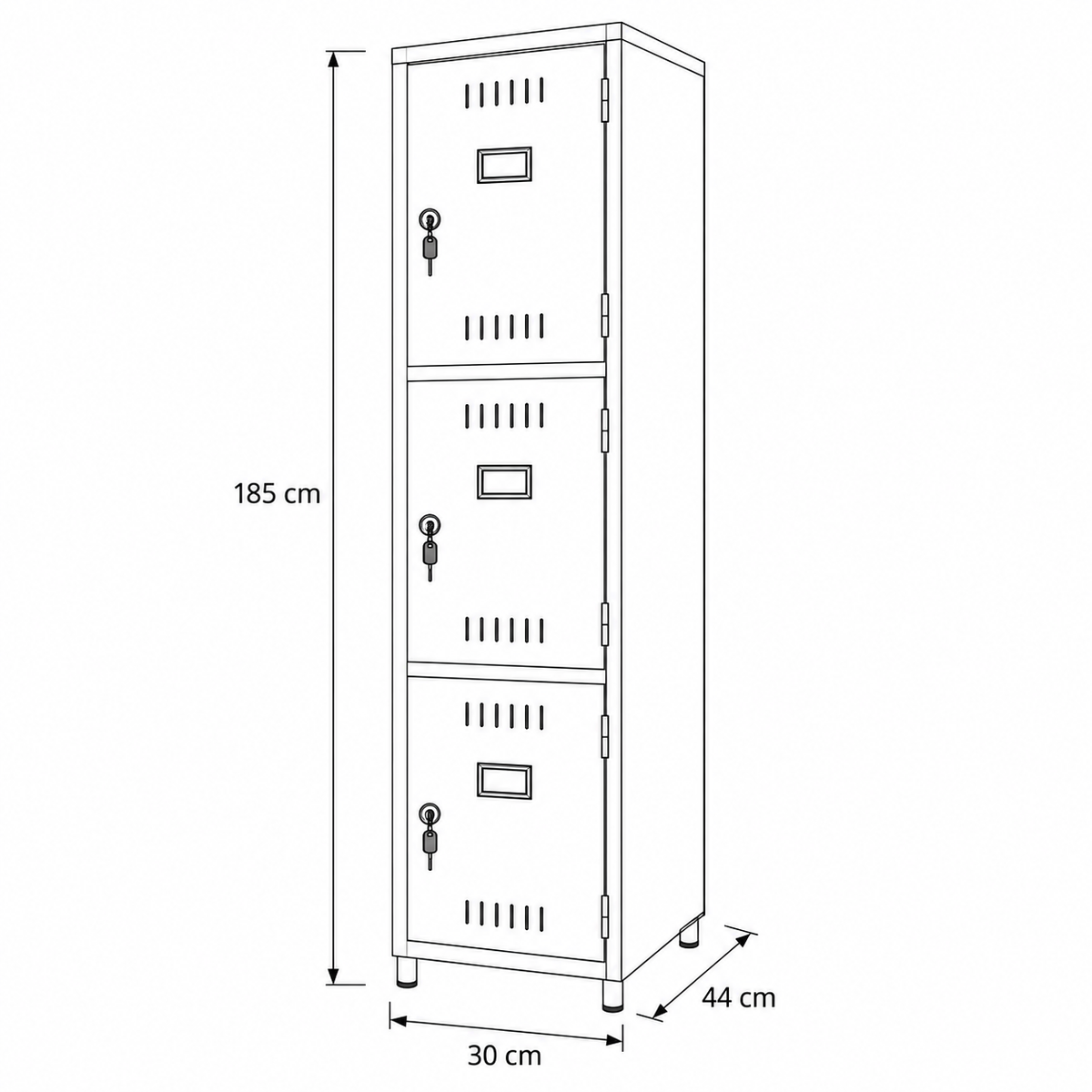 لوكر معدني بمقبض غاطس – 3×1 – 30 × 44 × 185 سم – AZ50095