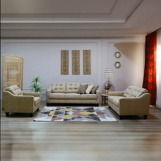 طقم كنب موآنا 3 قطع – قماش بيج بتصميم عصري يجمع بين الراحة والأناقة