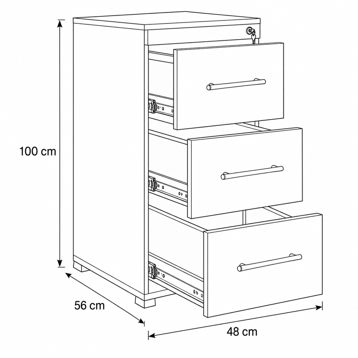 Unit Drawer – 3 Drawers – 48 × 56 × 100 cm – AZ10114