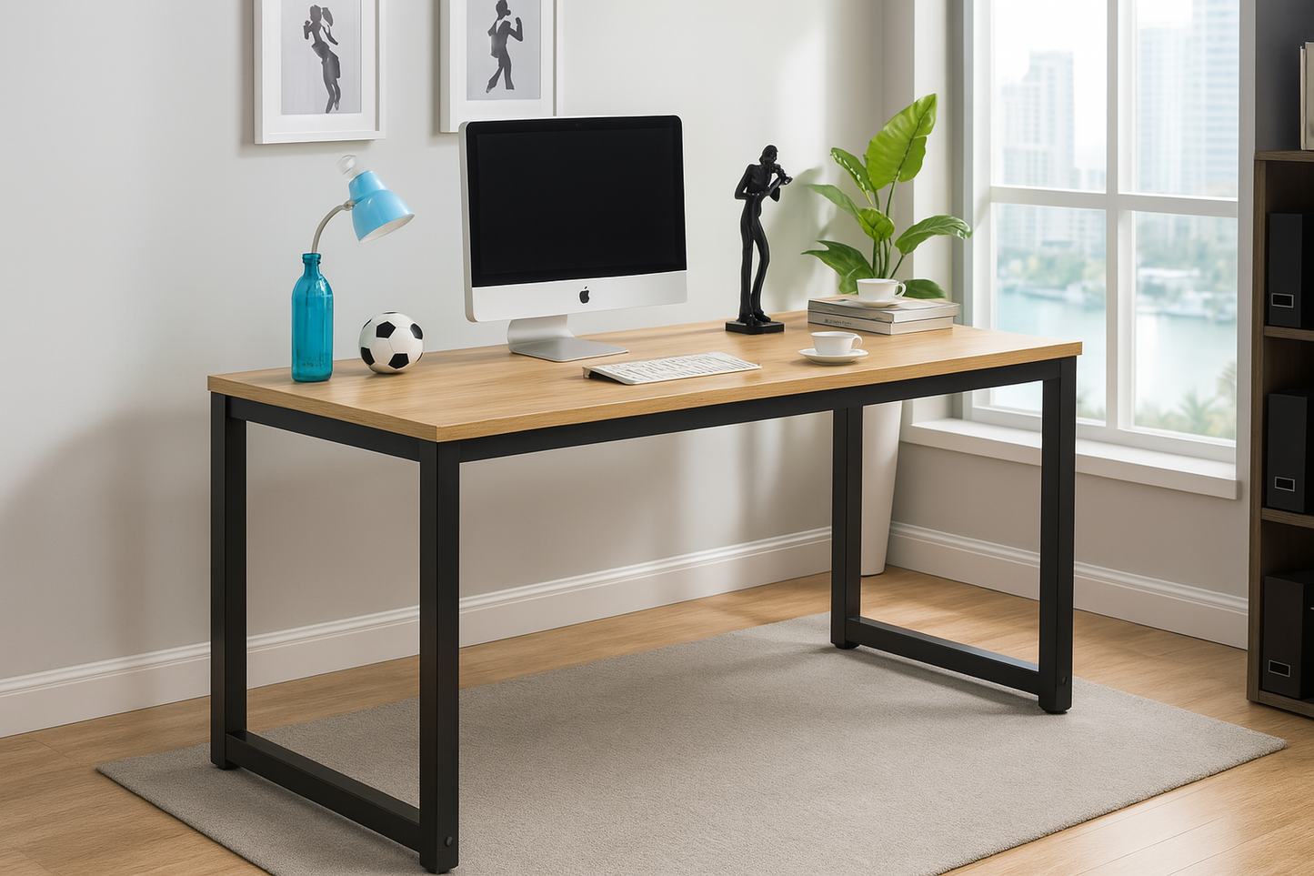 Desk 120 x 60 x 75CM - wooden and black - AZ1251