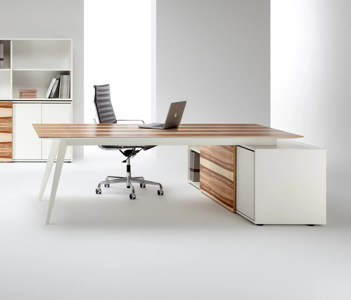 Desk 75 x 220 x 80 cm - Wooden and White - AZ11183