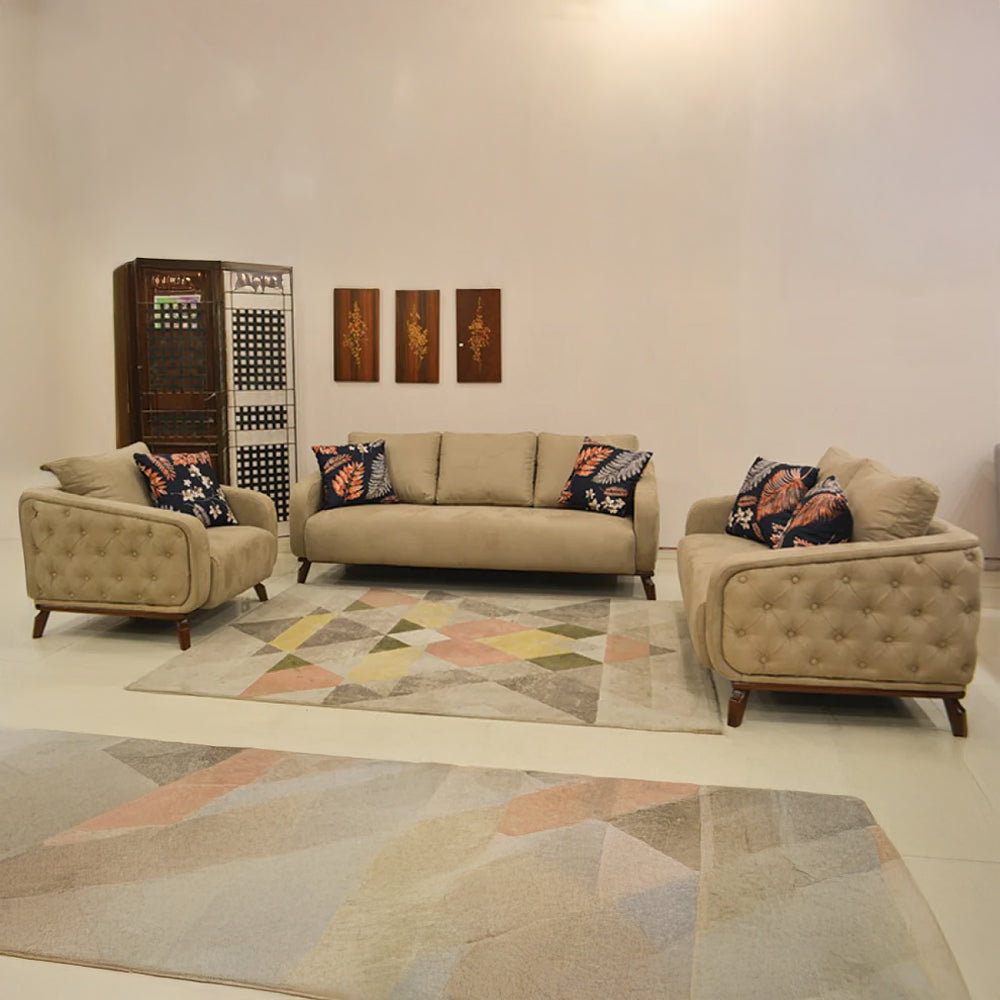 Modern Sofa Set 3 Pieces (Beech Wood, Plywood, Pine) – Color: Beige –Classico