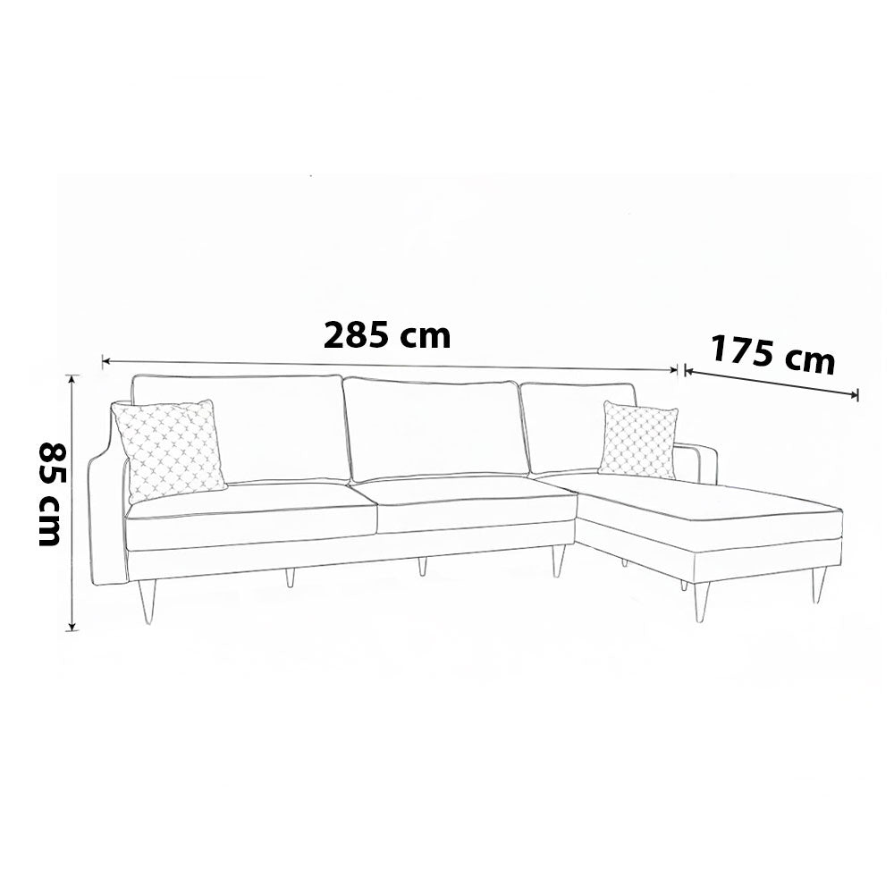 ركنة منزلية مودرن على شكل حرف L – خشب إم دي إف و موسكي والأرجل خشب زان – كحلي – 285*175*85 سم -Alpha Pro Max