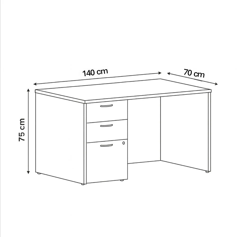 Desk 140×70×75 cm + Attached Drawer Unit – Brown – AZ11148
