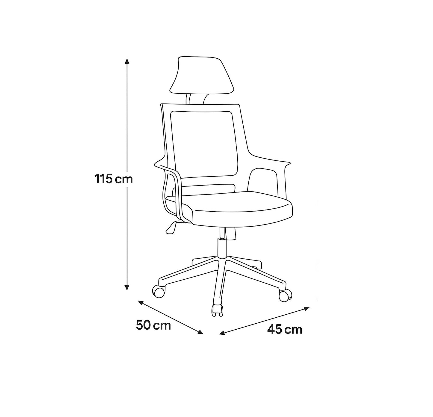 High Back Office Chair - 115*45*50 cm - black and blue - Smart-H