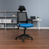 High Back Office Chair - 115*45*50 cm - black and blue - Smart-H