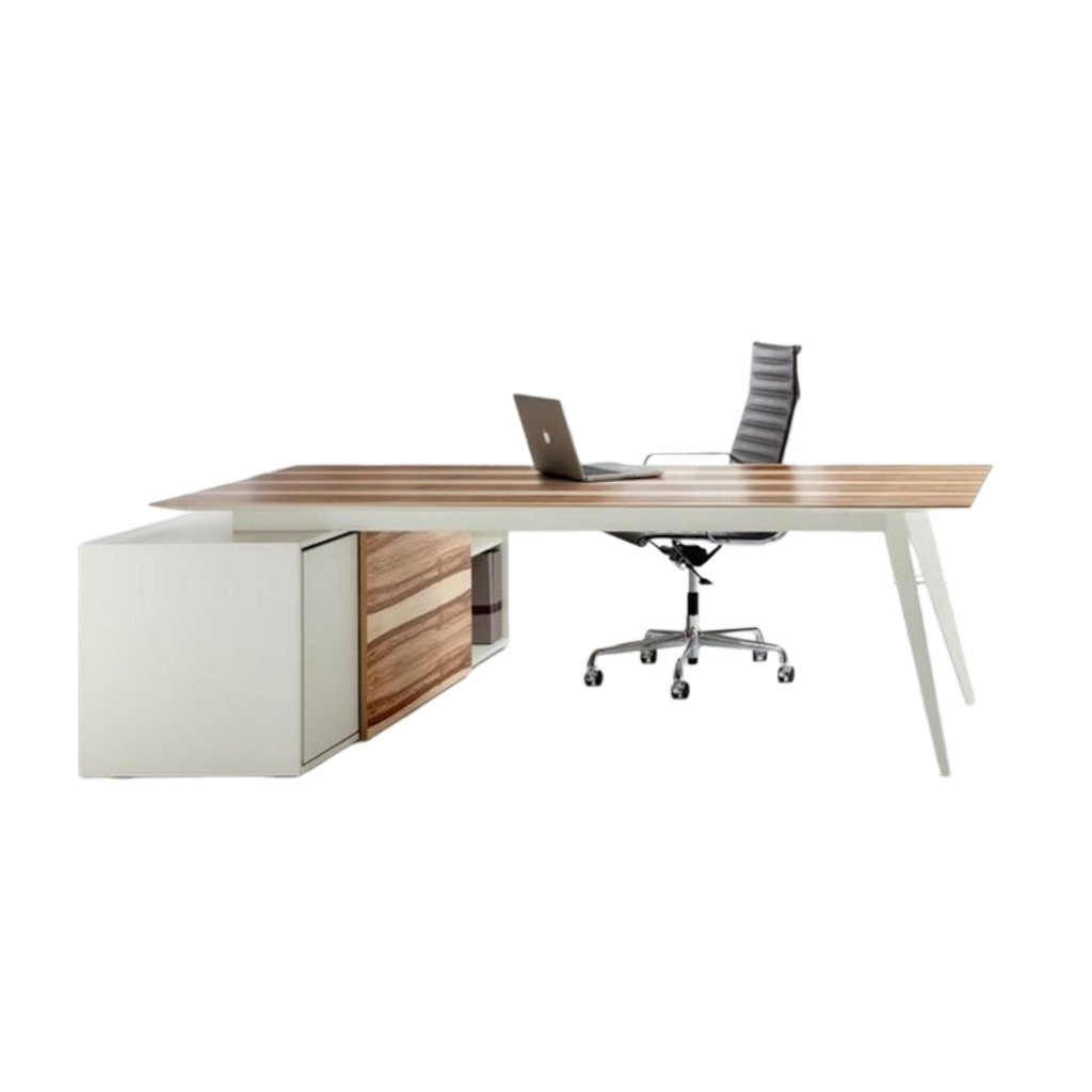 Desk 75 x 220 x 80 cm - Wooden and White - AZ11183