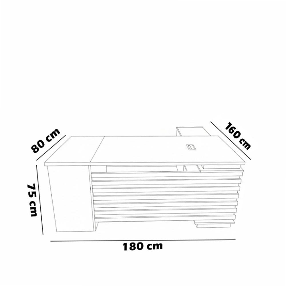 مكتب 180×160×75 سم + وحدة جانبية + أدراج متصلة – بني وأسود – AZ50038