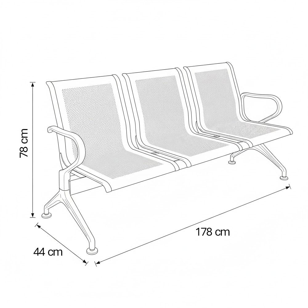Waiting seats 178*44*78 cm - silver - AZ111360
