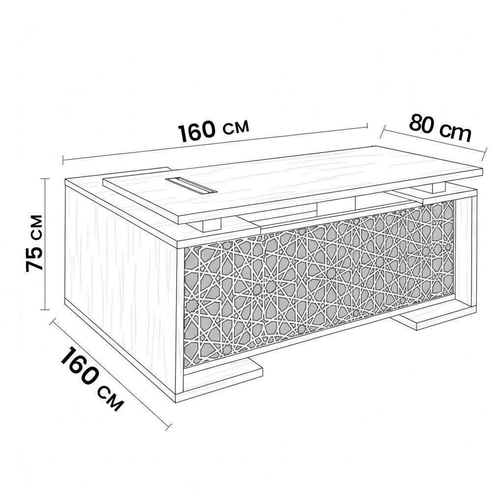 مكتب 160×160×75 سم + سايد – بني – AZ120120