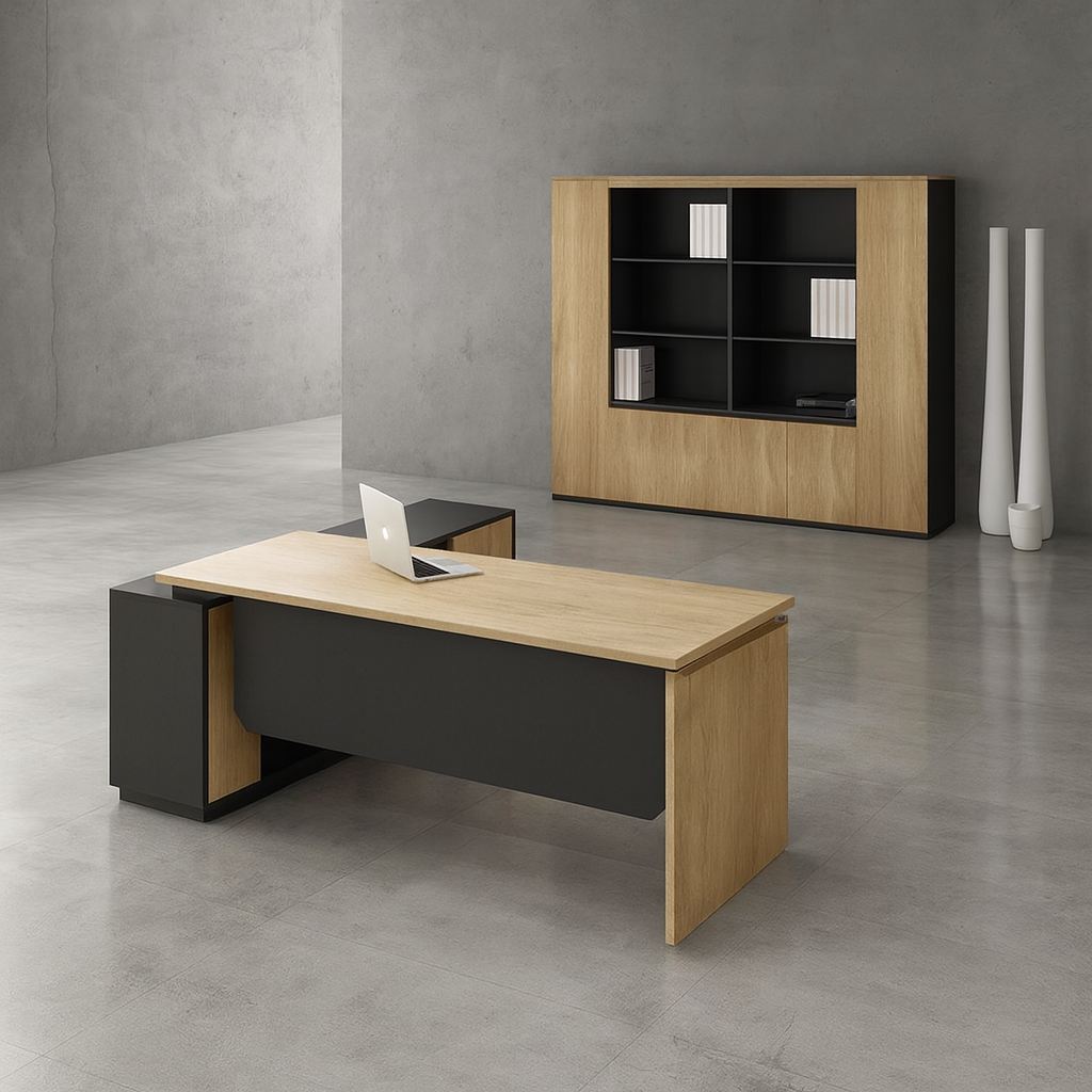 Desk 75*180*80 CM - Wooden and Black - AZ120118