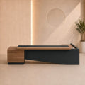 Desk 220×160×75 cm + Side Unit – Wooden and Black – AZ1111