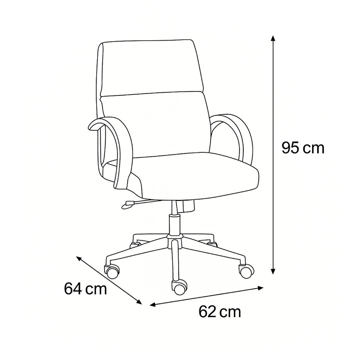Mid-Back Executive Chair 95*62*64 CM - Black - GL 303