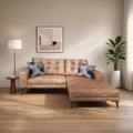 ركنة منزلية مودرن على شكل حرف L – خشب طبيعي – لون لايت كاميل – 205×175×85 سم – Cappuccino Mini
