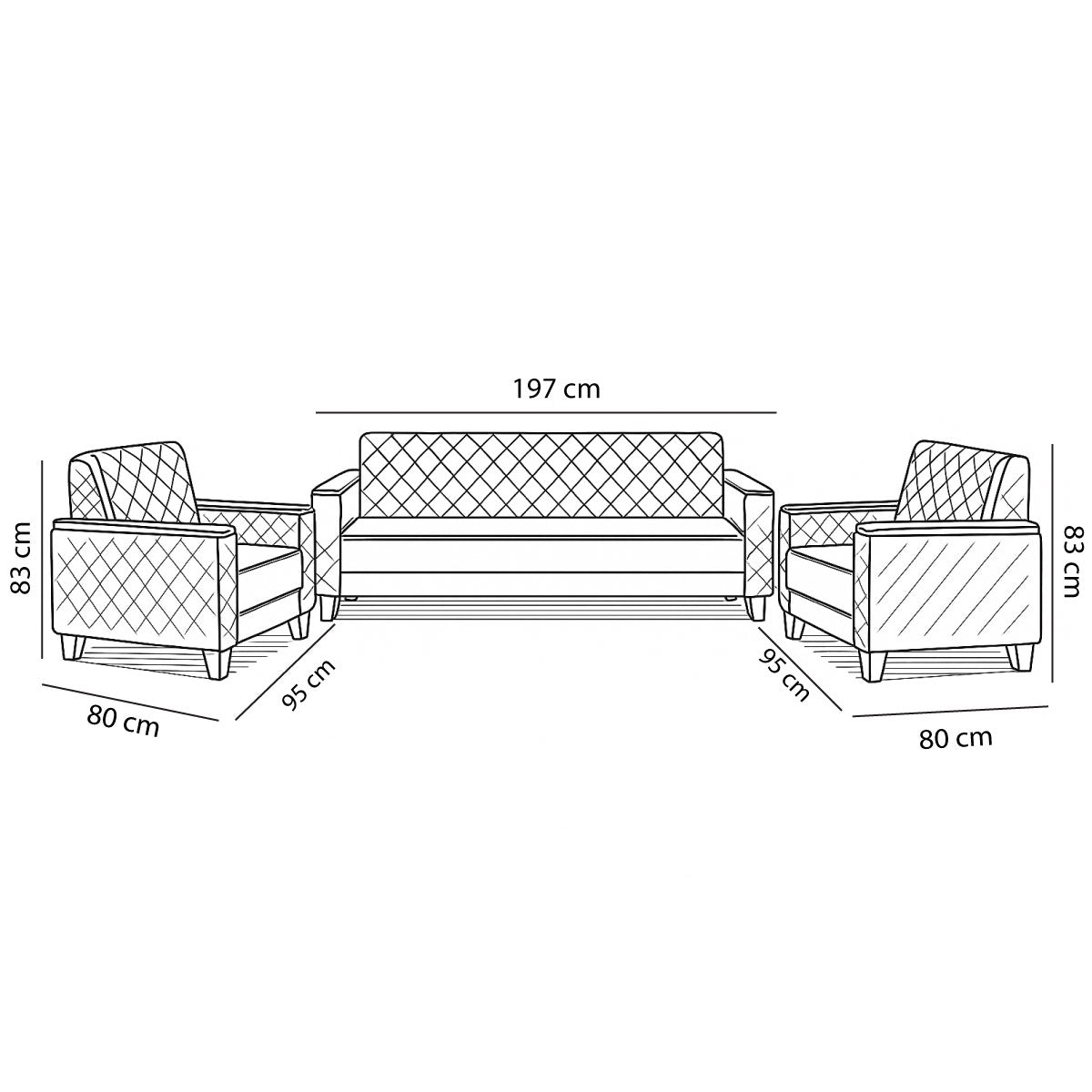 Office Sofa Set – Gray Leather with Musky and mdf Wood - TOZLA