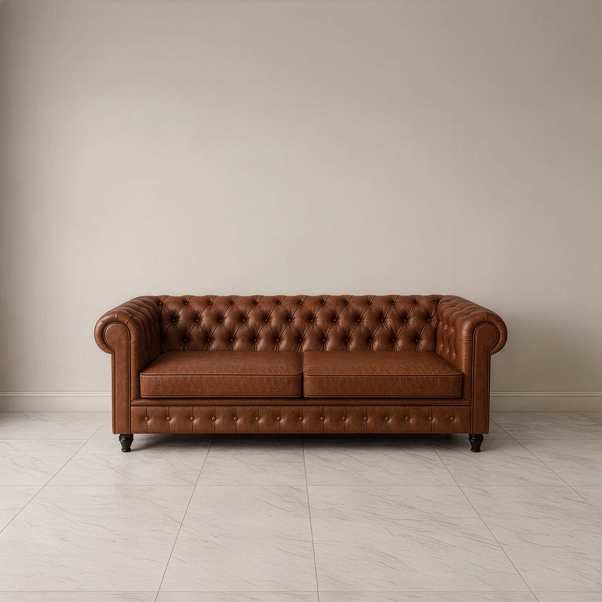 كنبة 3 مقعد  –  بني - HC-CHESTERFIELD