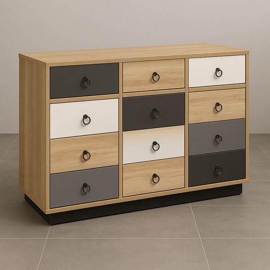 Unit drawer, 120 x 40 x 75 cm - Wooden & black & white- AZ111258