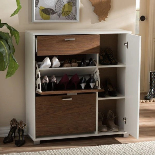 Shoe Cabinet, 100 × 40 × 105 cm - Brown and White - AZ40010