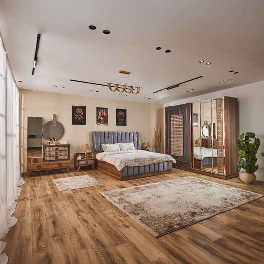 Venus Bedroom Set (MDF Panels) – Bed 160 cm, Dresser 120 cm, 2 Nightstands 60 cm, Wardrobe 260 cm 