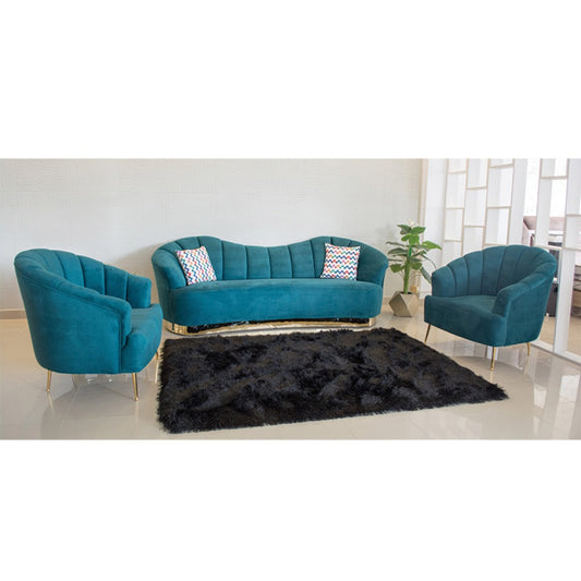 Modern Sofa Set 3 Pieces (Beech Wood, Plywood, Pine) – Color: Turquoise –Duba
