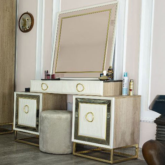 غرفة نوم زارا (ألواح MDF) – سرير 160 سم، تسريحة 120 سم، عدد 2 كومود 60 سم، دولاب 260 سم 