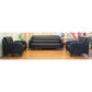 Office Sofa Set – Black Leather with Musky and mdf Wood - YAFA