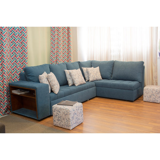 Modern L-Shaped Corner Sofa (Pine Wood, Plywood) – Turquoise – Tokyo