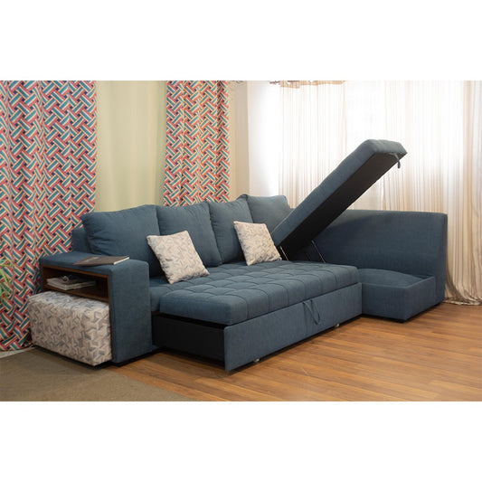 Modern L-Shaped Corner Sofa (Pine Wood, Plywood) – Turquoise – Tokyo
