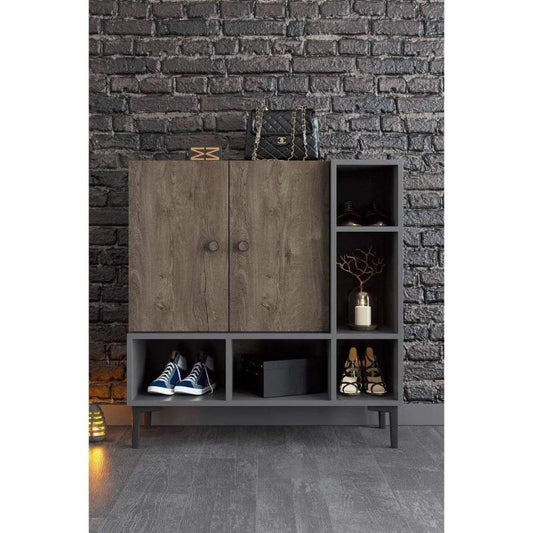 Shoe Cabinet, 100 × 35 × 110 cm - Brown and Black - AZ40013